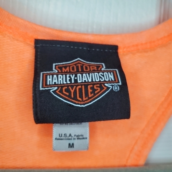 Harley Davidson Orange Tank Sz M - Picture 7 of 9